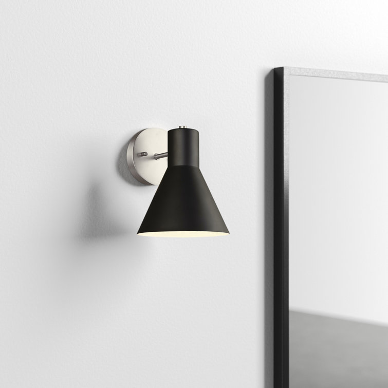 Black Steel Single Light Dimmable Cone Sconce