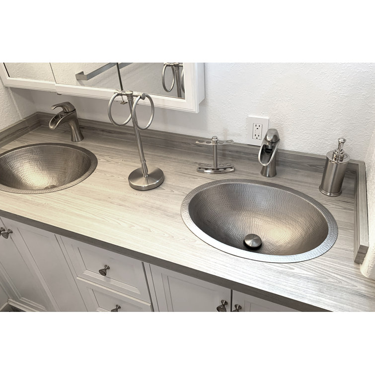 19" Oval Hammered Copper Undermount Bathroom Sink in Electroless Nickel