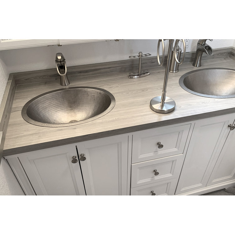 19" Oval Hammered Copper Undermount Bathroom Sink in Electroless Nickel