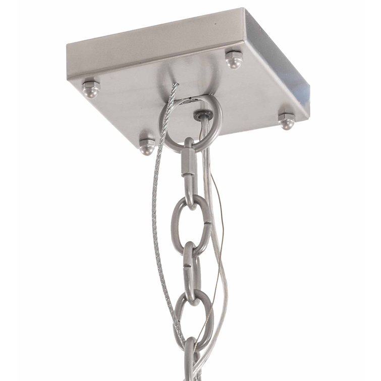 Elegant Nickel-Finish 8-Light LED Glass Chandelier for Indoor/Outdoor