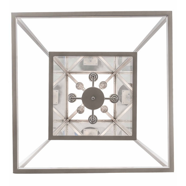 Elegant Nickel-Finish 8-Light LED Glass Chandelier for Indoor/Outdoor