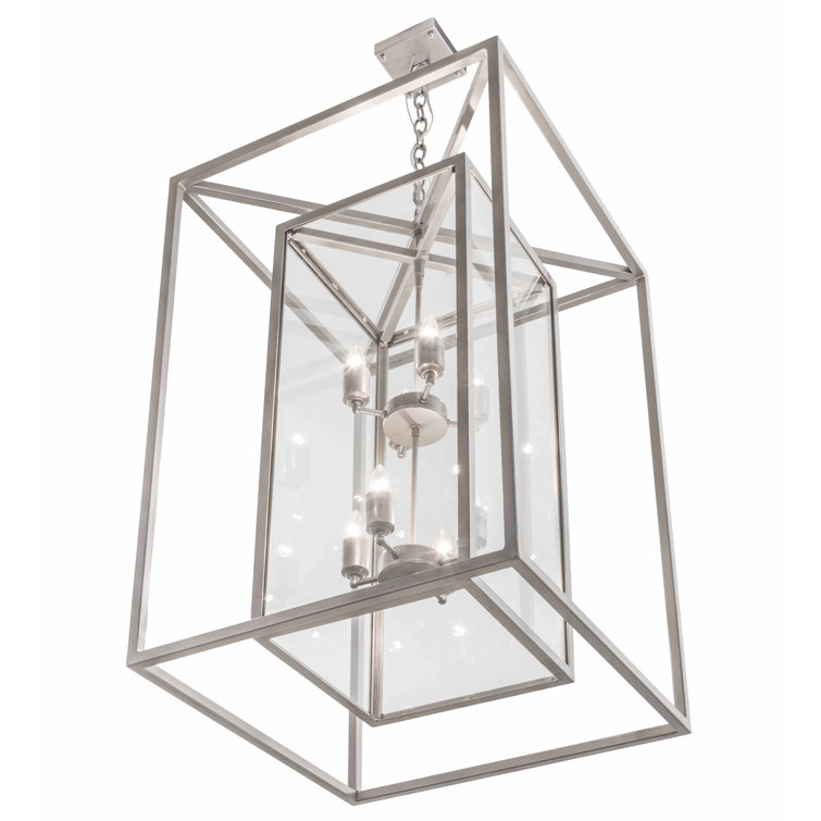 Elegant Nickel-Finish 8-Light LED Glass Chandelier for Indoor/Outdoor