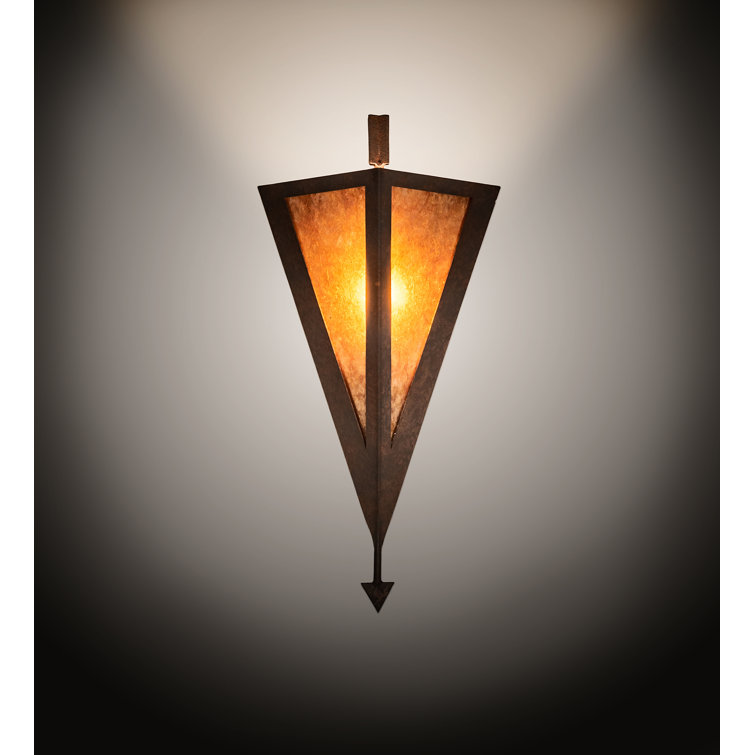 Rustic Amber Mica 1-Light Dimmable Wall Sconce in Rust Finish