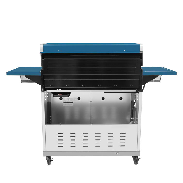 Blue 6-Burner Propane Gas Grill with Side Burner