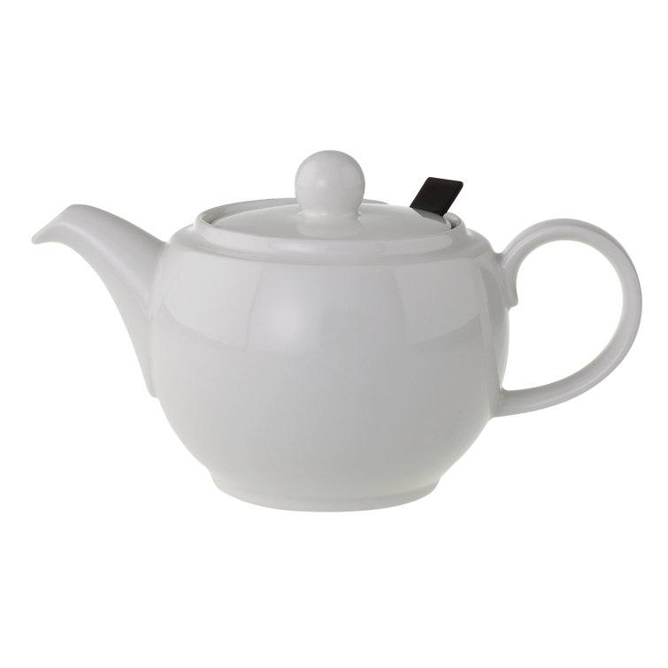 Elegant White Porcelain Teapot with Lid and Strainer