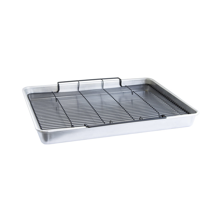 Extra Large Silver Aluminum Non-stick Cookie Sheet with Rack