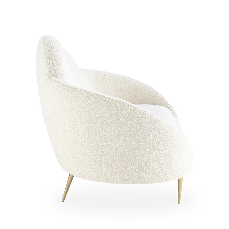 Olympus Oatmeal Velvet Cloud Settee with Brass Legs