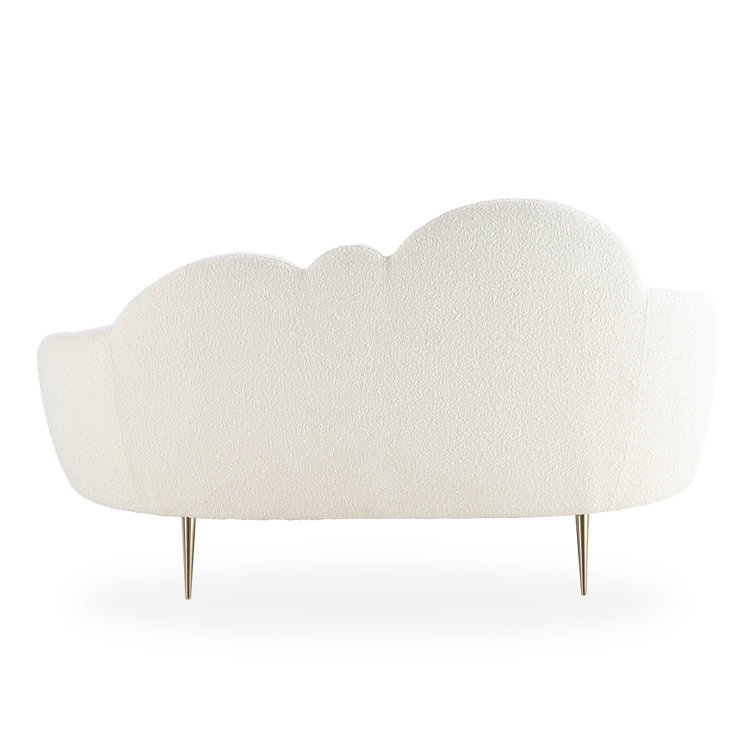 Olympus Oatmeal Velvet Cloud Settee with Brass Legs