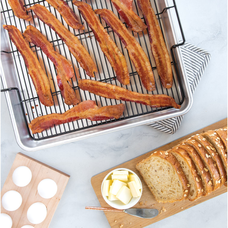 Extra Large Silver Aluminum Non-stick Cookie Sheet with Rack