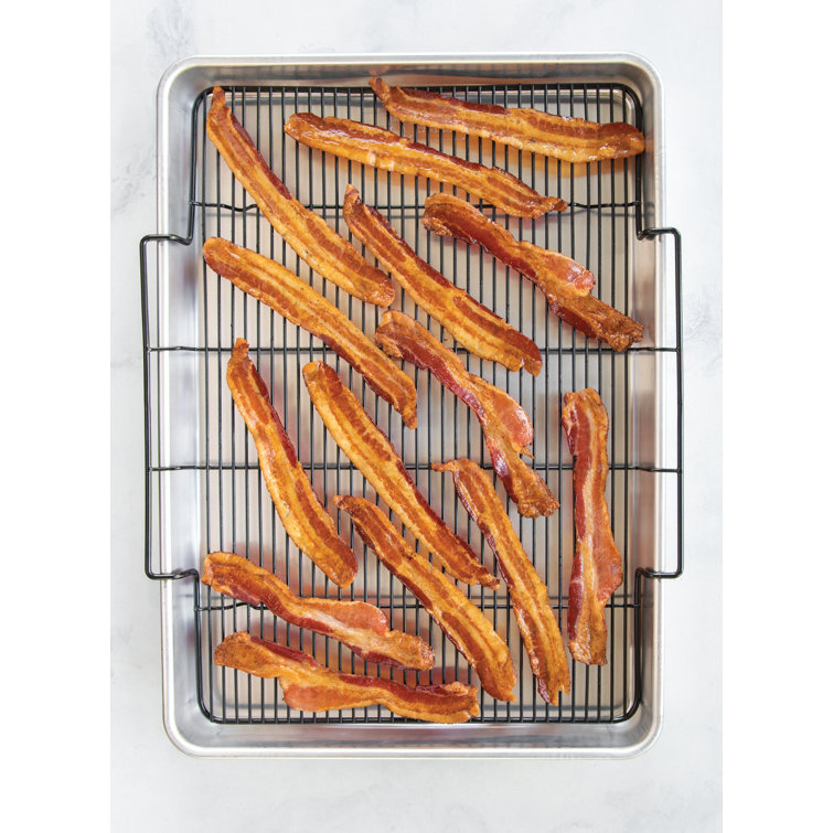 Extra Large Silver Aluminum Non-stick Cookie Sheet with Rack