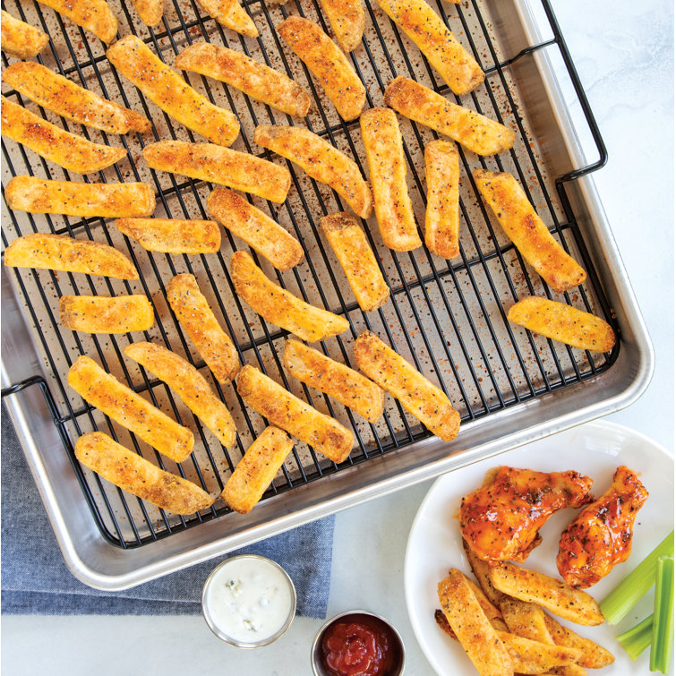 Extra Large Silver Aluminum Non-stick Cookie Sheet with Rack