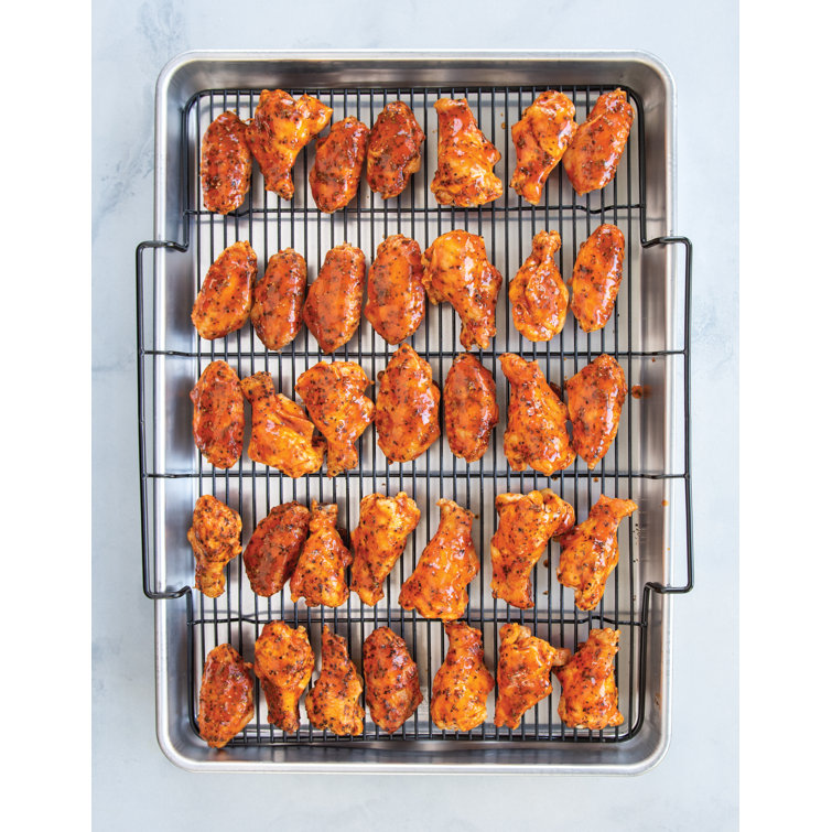 Extra Large Silver Aluminum Non-stick Cookie Sheet with Rack