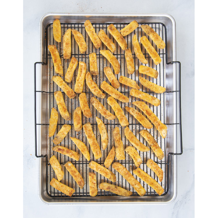 Extra Large Silver Aluminum Non-stick Cookie Sheet with Rack