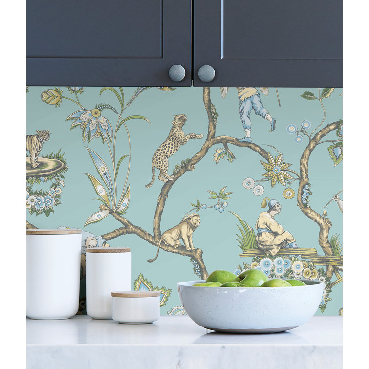 Robin Egg Blue Chinoiserie Self-Adhesive Wallpaper Roll