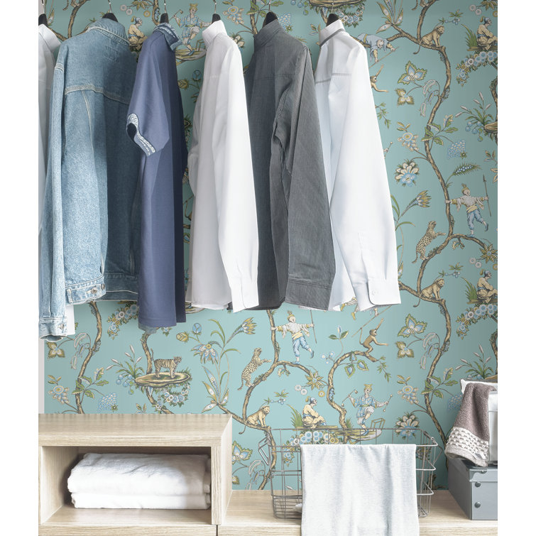 Robin Egg Blue Chinoiserie Self-Adhesive Wallpaper Roll
