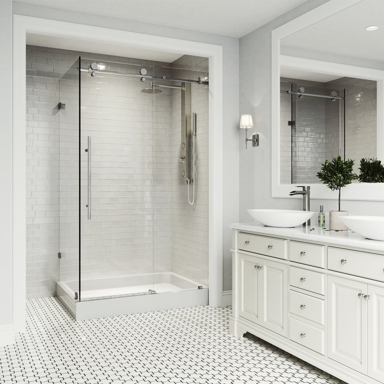 Elan E-Class 36'' D x 48'' W x 82'' H Frameless Chrome Shower Enclosure with Clear Glass
