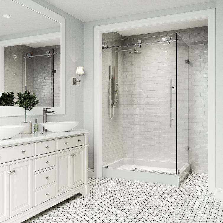 Elan E-Class Chrome Frameless Sliding Shower Enclosure with Clear Glass