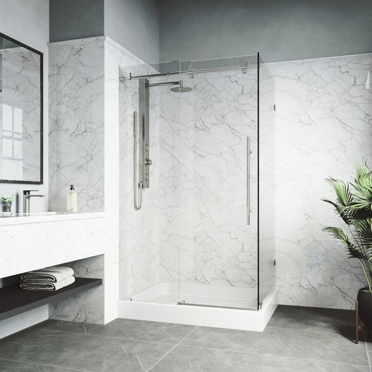 Elan E-Class Chrome Frameless Sliding Shower Enclosure with Clear Glass