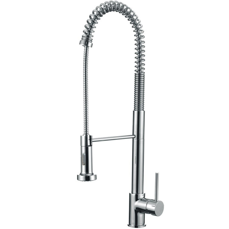 Polished Chrome Single Handle Pull Down Kitchen Faucet with Spray