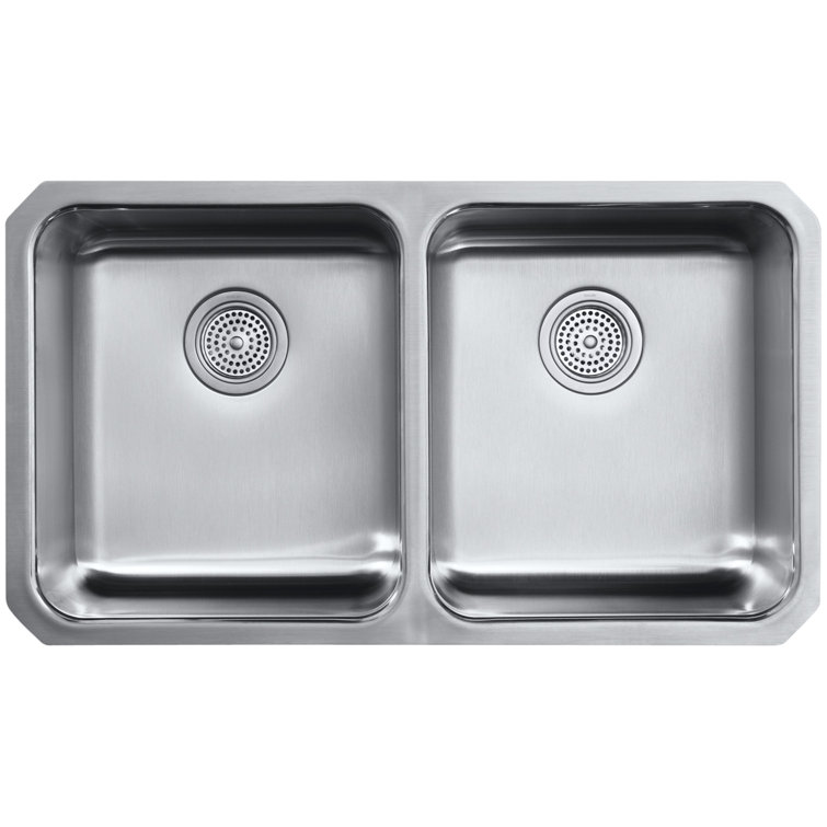 31.5" Stainless Steel Double Bowl Undermount Kitchen Sink