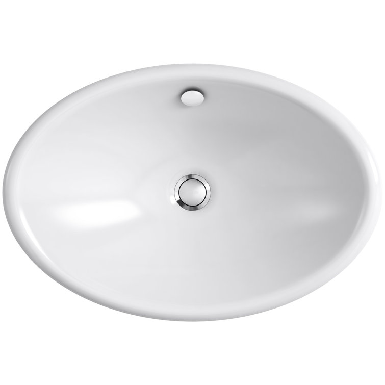 White Cast Iron Oval Vessel Bathroom Sink
