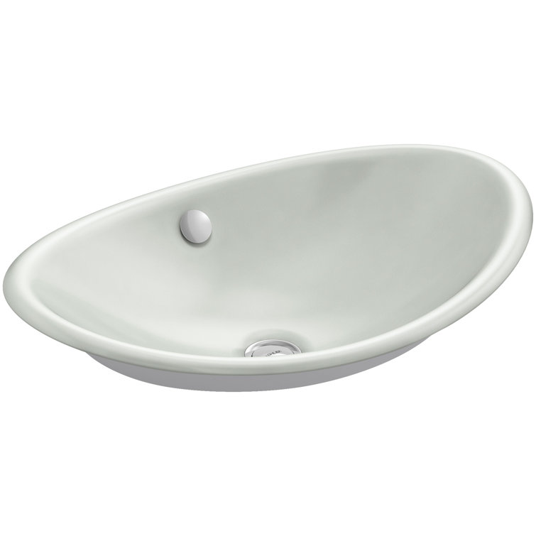 Sea Salt Cast Iron Oval Vessel Above-Counter Bathroom Sink