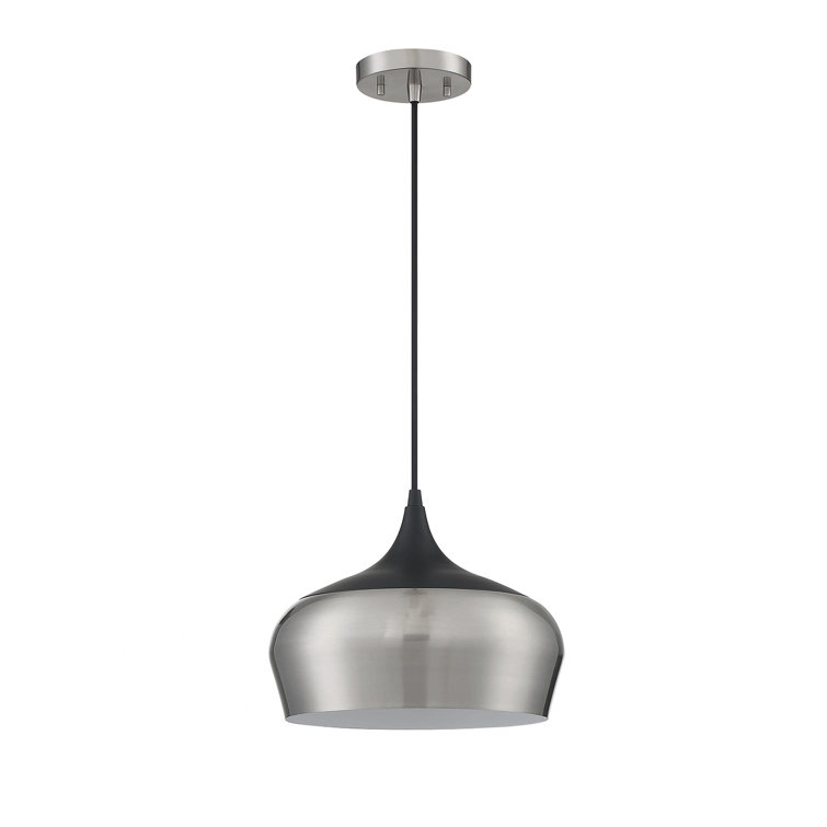 Orian Sculpted Silhouette 1-Light Satin Nickel & Black Pendant