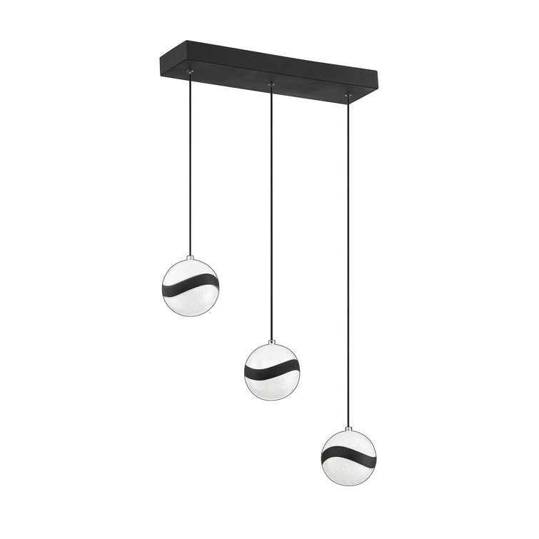 Matte Black 3-Light LED Globe Pendant