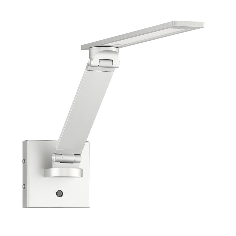 Modern Aluminum LED Swing Arm Sconce with White Acrylic Shade