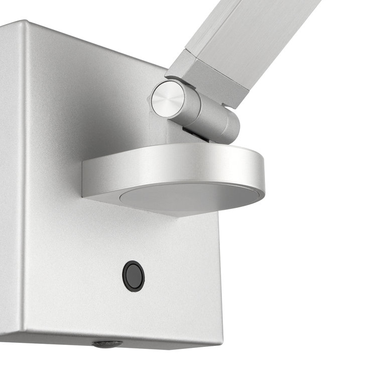 Modern Aluminum LED Swing Arm Sconce with White Acrylic Shade