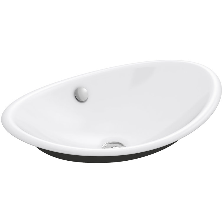 White Oval Cast Iron Above-Counter Vessel Sink