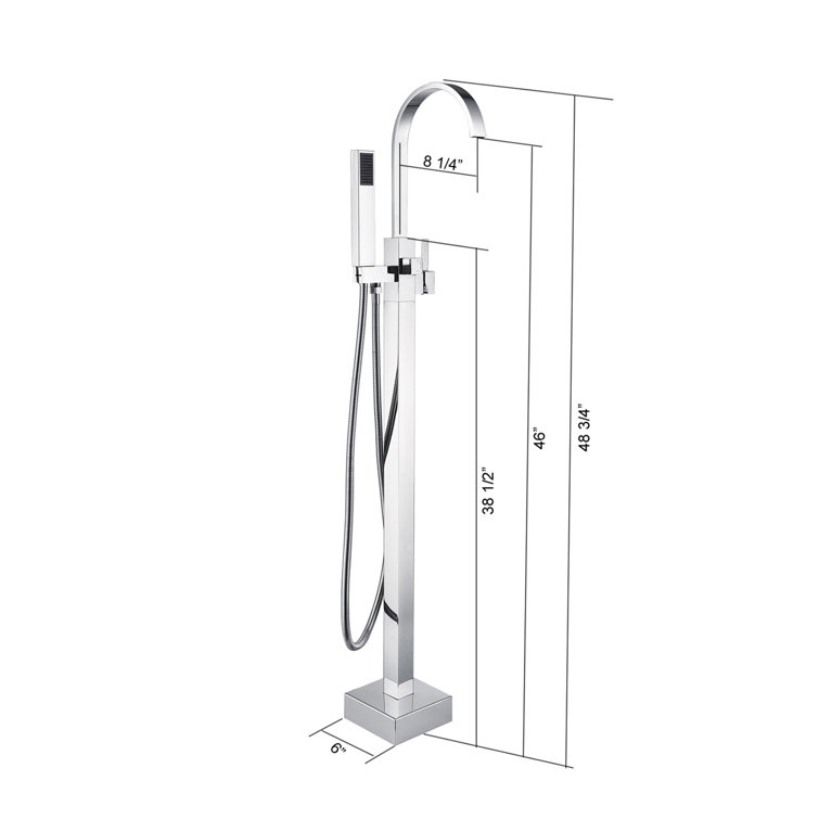 Chrome Freestanding Tub Filler with Handheld Shower