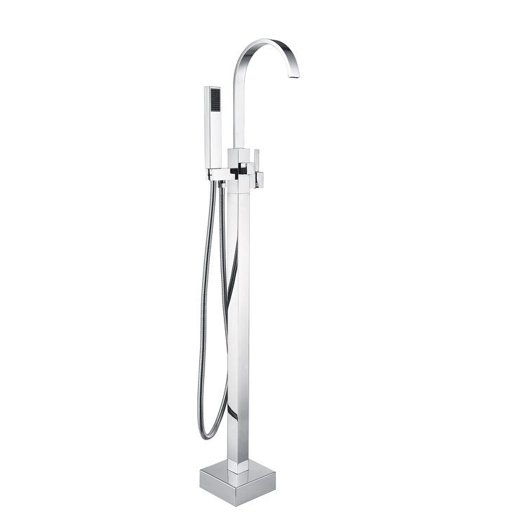 Chrome Freestanding Tub Filler with Handheld Shower
