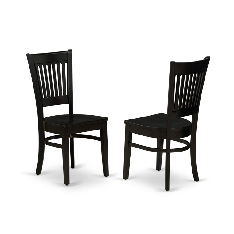 Black Rubberwood Extendable Dining Table Set with 4 Slatted Chairs