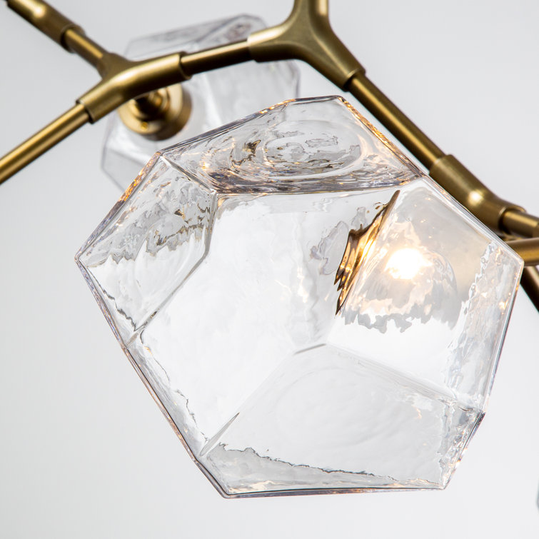 Black Crystal Branching Bubble Chandelier with Handblown Glass