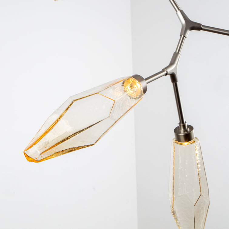 Modern Vine LED Chandelier in Bronze with Crystal Glass Shades