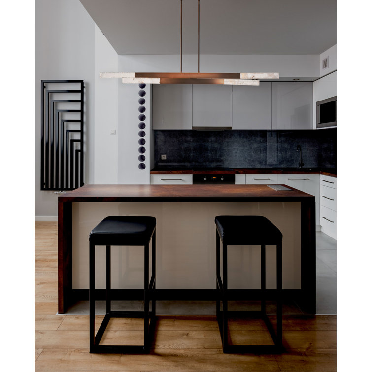 Axis Matte Black and Silver Glass LED Island Light