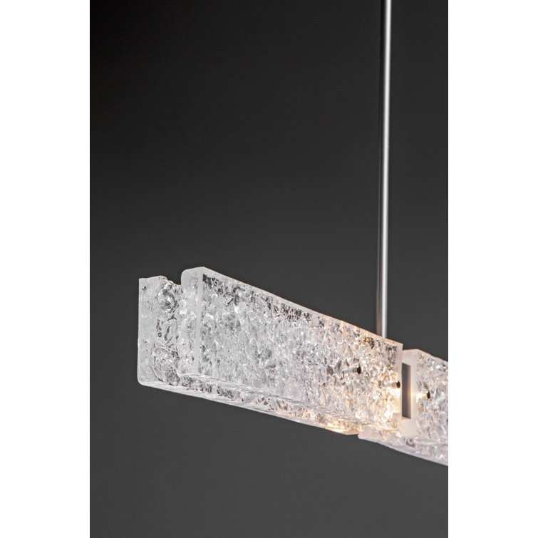 Modern Beige Silver Glass LED Island Pendant Light