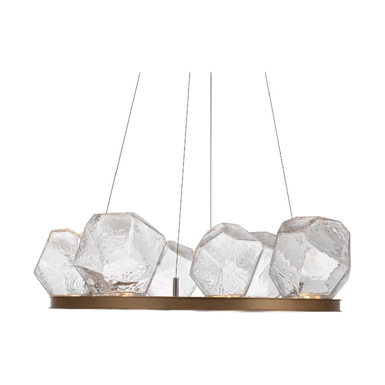 Gilded Brass and Crystal LED Ring Chandelier