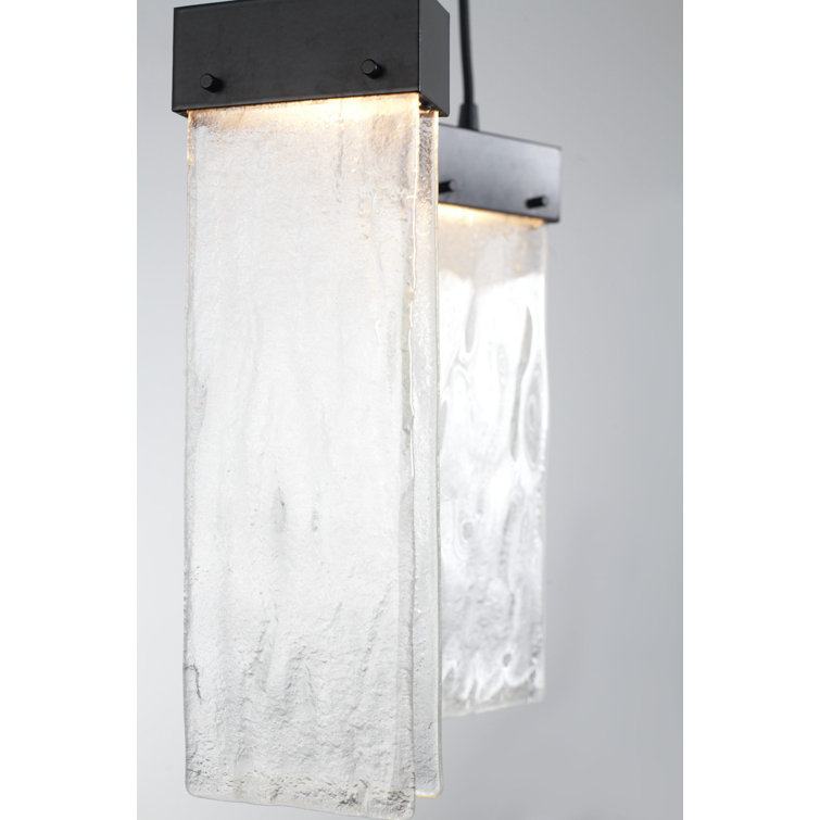 Parallel 11-Light Matte Black LED Cluster Pendant with Clear Granite Glass