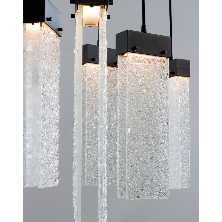 Parallel 9-Light Matte Black LED Glass Drum Pendant
