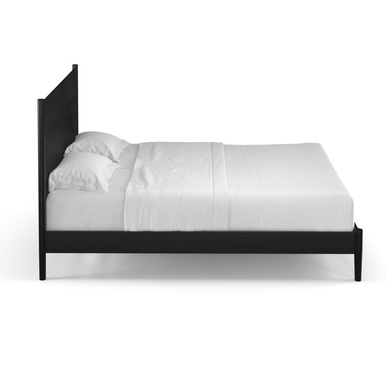 Antigua Black Wood Queen Bed with Headboard and Drawer