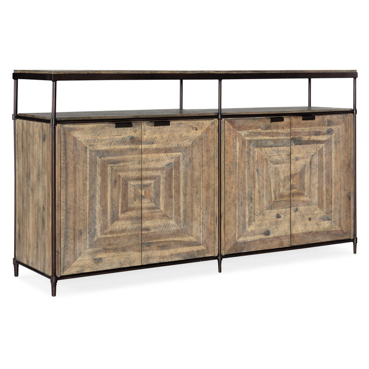 Saint Armand Transitional 60'' Light Brown Media Console with Antique Bronze Trim
