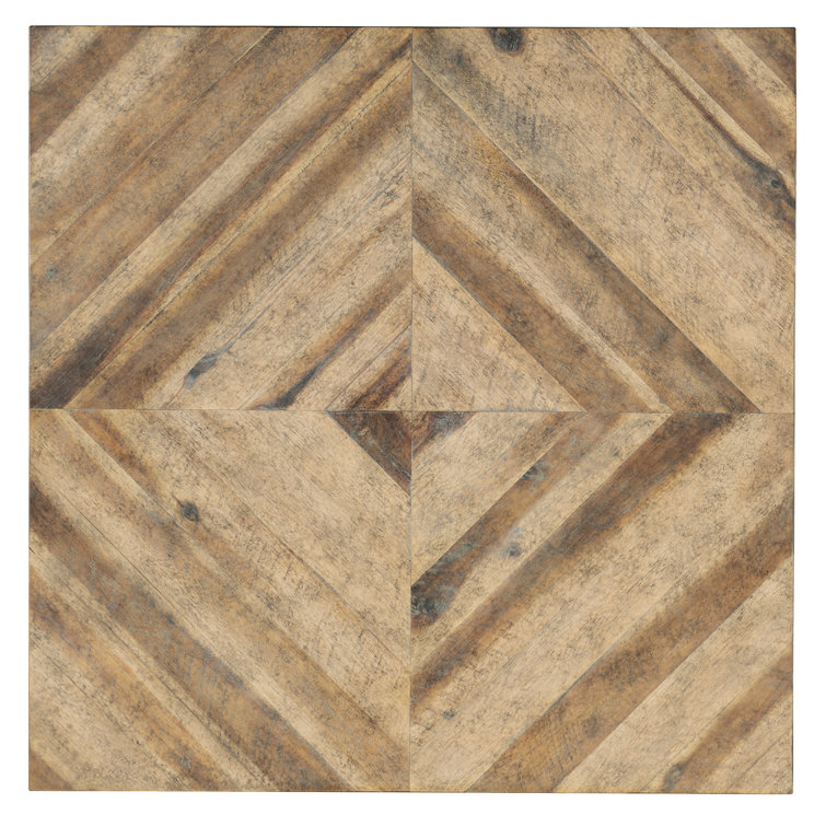 Transitional St. Armand 30" Square Wood & Metal Cocktail Table in Brown/Gold