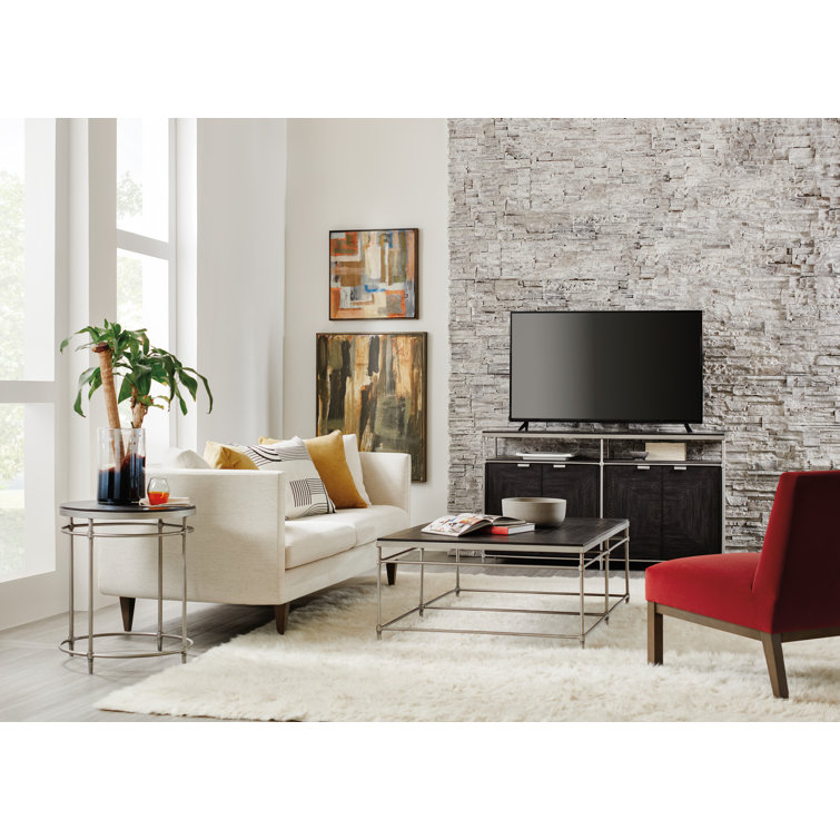 Saint Armand Transitional 60'' Light Brown Media Console with Antique Bronze Trim