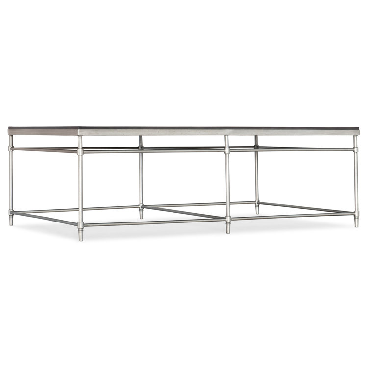 Black and Silver Rectangular Wood Metal Coffee Table