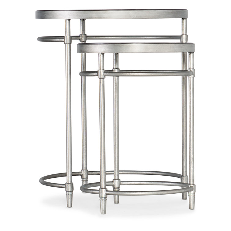 Round Black and Silver Wood Metal Nesting Tables