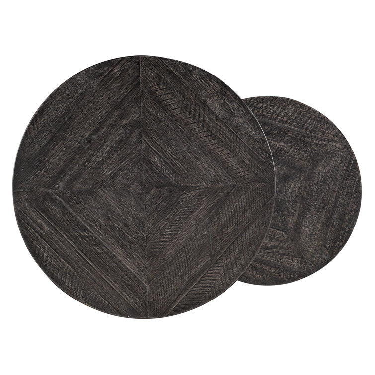 Round Black and Silver Wood Metal Nesting Tables