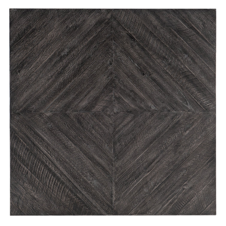 Black Acacia Wood Square Cocktail Table with Storage