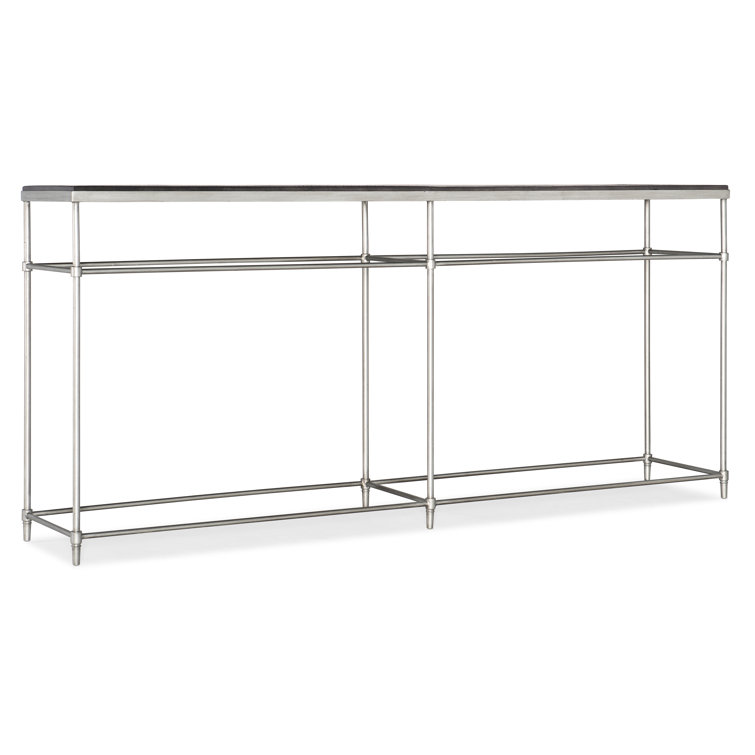 Black and Silver Rectangular Wood Metal Console Table with Storage